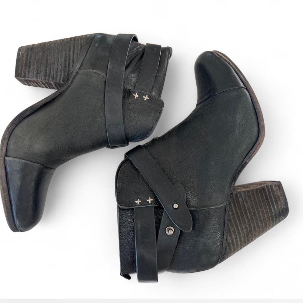 Rag and Bone Harrow Black Leather Ankle Boots size 38 or US 8 women’s